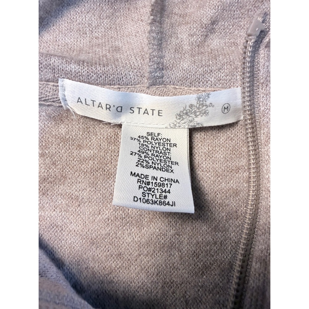 Altar'd State Womens Cropped Zip Up Hoodie Beige Heathered Knit Size M - Picture 2 of 4